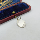Sterling Silver Floral Small Tag Form Charm Pendant Vintage c1970