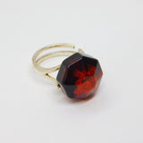 Sterling Silver Bakelite Amber Statement Ring Vintage c1970 Size N 1/2