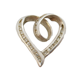 Sterling Silver Paste Set Heart Drop Charm Pendant Vintage c1970s