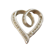 Sterling Silver Paste Set Heart Drop Charm Pendant Vintage c1970s