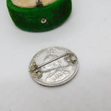 Victorian Sterling Silver Jubilee Shilling Coin Brooch Antique 1887