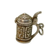 Sterling Silver Beer Stein Hinged Lid Tankard Charm Pendant Vintage c1970