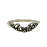 Sterling Silver Floral Curved Front Stacking Band Ring Modern c1990 Size R