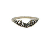Sterling Silver Floral Curved Front Stacking Band Ring Modern c1990 Size R