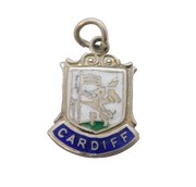 Sterling Silver Enamel Cardiff Charm Pendant Vintage c1970s