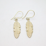 Pair of Sterling Silver Stud Feather From Hook Drop Earrings Modern c1990