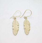 Pair of Sterling Silver Stud Feather From Hook Drop Earrings Modern c1990