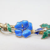 Sterling Silver & Enamel Alpine Flower Pendant Vintage 1970s