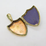 Victorian Gilt Metal Floral Pattern Shield Form Locket Pendant Antique c1880s