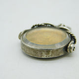 Victorian Sterling Silver Enamelled Sixpence Coin Spinner Fob Antique 1887