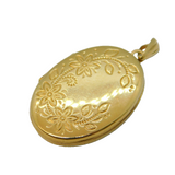 9ct Yellow Gold Floral Pattern Locket Pendant Vintage c1990s