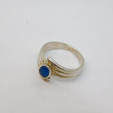 Sterling Silver Blue Chalcedony Twist Front Dress Band Ring Vintage c1970 Size P