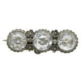 19th Century Sterling Silver & Rock Crystal Brooch Pin Antique c1880s