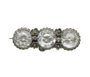 19th Century Sterling Silver & Rock Crystal Brooch Pin Antique c1880s