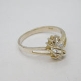 Sterling Silver Marquise CZ Double Wishbone Dress Ring Vintage c1990 Size T