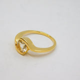 Gold On Sterling Silver White Topaz Solitaire Ring Vintage c1970 Size N 1/2