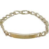 Sterling Silver & Gilt Screw Pattern Flat Curb Identity Bracelet Vintage 1983