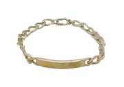 Sterling Silver & Gilt Screw Pattern Flat Curb Identity Bracelet Vintage 1983