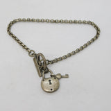 Sterling Silver & Turquoise Set Padlock Chain Bracelet Vintage c1990s