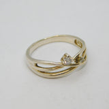 Sterling Silver CZ Set Twisted Open Strands Dress Band Ring Vintage c1990 Size O