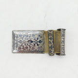 19th Century Russian Imperial .875 Silver Niello Enamel Buckle Antique 1881