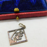 Sterling Silver Diamond Shaped St Christopher Charm Pendant Vintage c1970