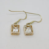 Pair of Sterling Silver Clear Crystal Hook Drop Earrings Contemporary c2000