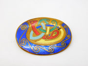 New Zealand Gilt Metal & Colourful Enamel Maori Brooch Vintage c1970