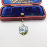 Sterling Silver and Enamel Lugano Travel Shield Charm Pendant Vintage c1970