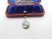 Sterling Silver and Enamel Lugano Travel Shield Charm Pendant Vintage c1970