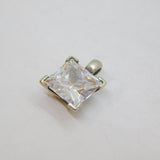 Sterling Silver Princess Cut Cubic Zirconia Sparkling Pendant Modern c1990s
