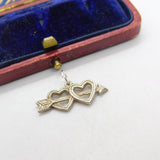 Sterling Silver Arrow through the Heart Charm Pendant Vintage c1970