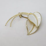 Marius Hammer Norwegian Sterling Silver White Enamel Floral Spray Brooch Vintage