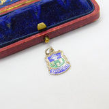 Sterling Silver and Enamel Sheffield Travel Shield Charm Pendant Vintage c1970