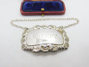 Sterling Silver Shell Pattern Edge Sherry Decanter Label 1994 Sheffield Vintage