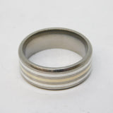 9ct Gold & Sterling Silver Contemporary Lined Pattern Band Ring Vintage