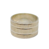 Sterling Silver Wide Textured Patterned Band Ring Vintage c1970 Size J 1/2