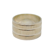 Sterling Silver Wide Textured Patterned Band Ring Vintage c1970 Size J 1/2