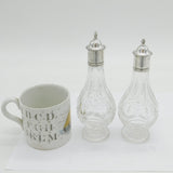 George II Pair of Sterling Silver Topped Cut Glass Sauce Bottles Antique c1750