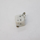20th Century Carved White Glass Lucky Dice Charm Pendant Antique c1920 Deco
