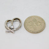 Sterling Silver CZ Set Contemporary Open Heart Charm Pendant Vintage c1970