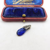 Sterling Silver and Blue Crystal Charm Pendant Vintage c1970