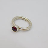 Sterling Silver Cabochon Almandine Garnet Studio Dress Ring Modern 1995 Size M