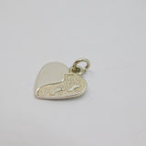 Sterling Silver Textured Heart With Footprints Charm Pendant Vintage c1970