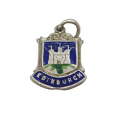 Sterling Silver Enamel Edinburgh Shield Charm Pendant Vintage c1970