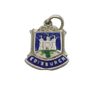 Sterling Silver Enamel Edinburgh Shield Charm Pendant Vintage c1970