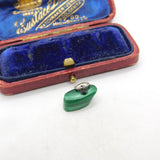 Sterling Silver and Green Banded Agate Charm Pendant Vintage c1970