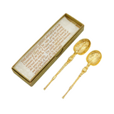 Boxed Pair of Sterling Silver Gilt George VI Anointing Spoons Antique London