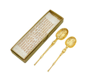 Boxed Pair of Sterling Silver Gilt George VI Anointing Spoons Antique London