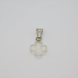Sterling Silver Frosted Quartz Small Cross Charm Pendant Modern c1990s